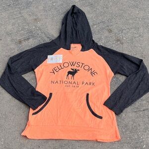 Yellowstone National Park Hooded Pullover - Mango & Charcoal